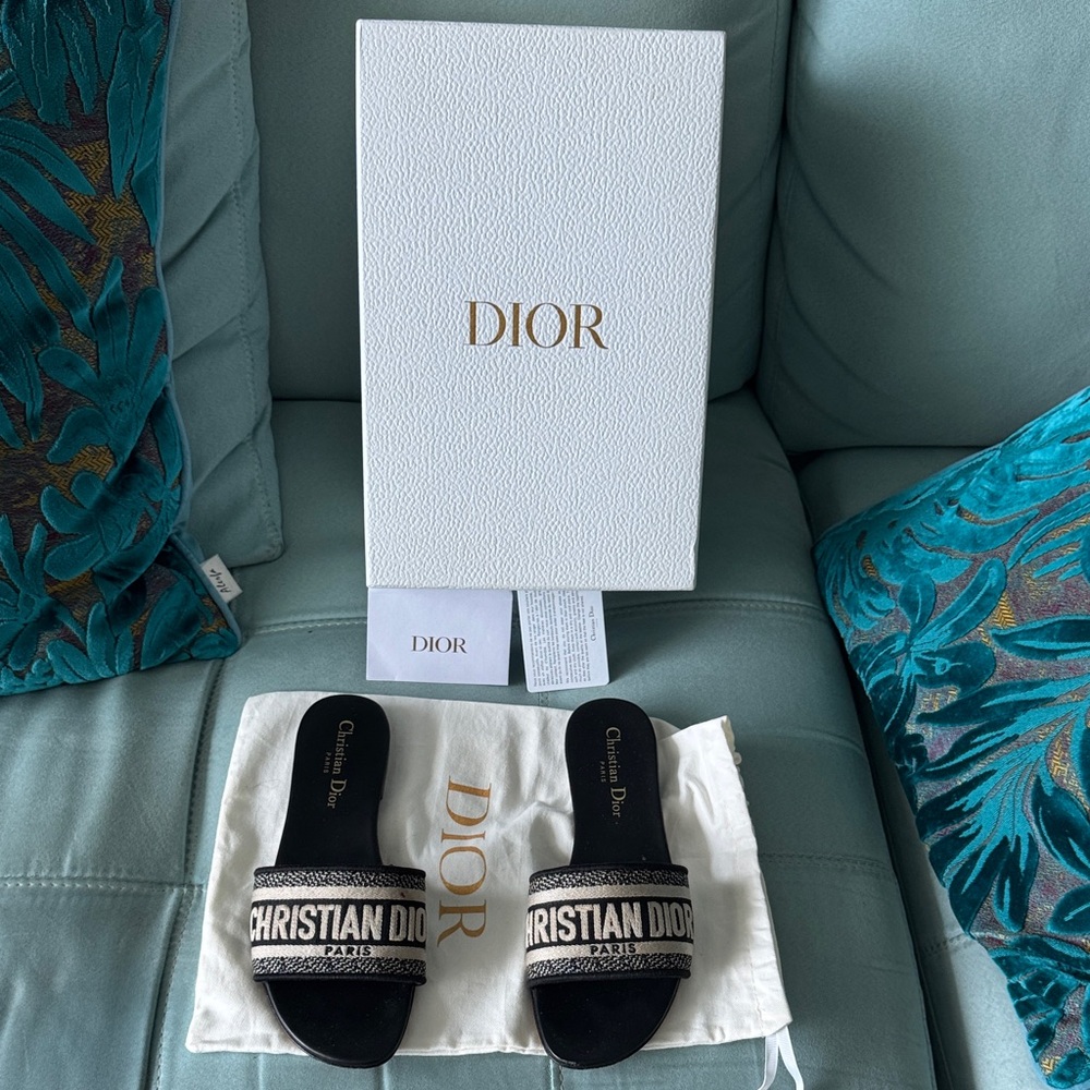 Dior Black and Tan Slides